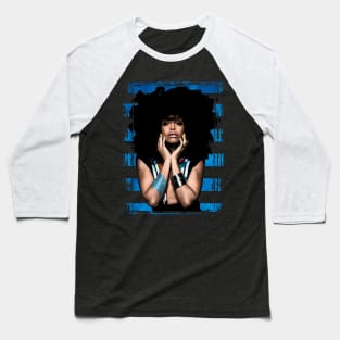 Erykah Badu-Vintage Style-Blue Stripes Baseball T-Shirt